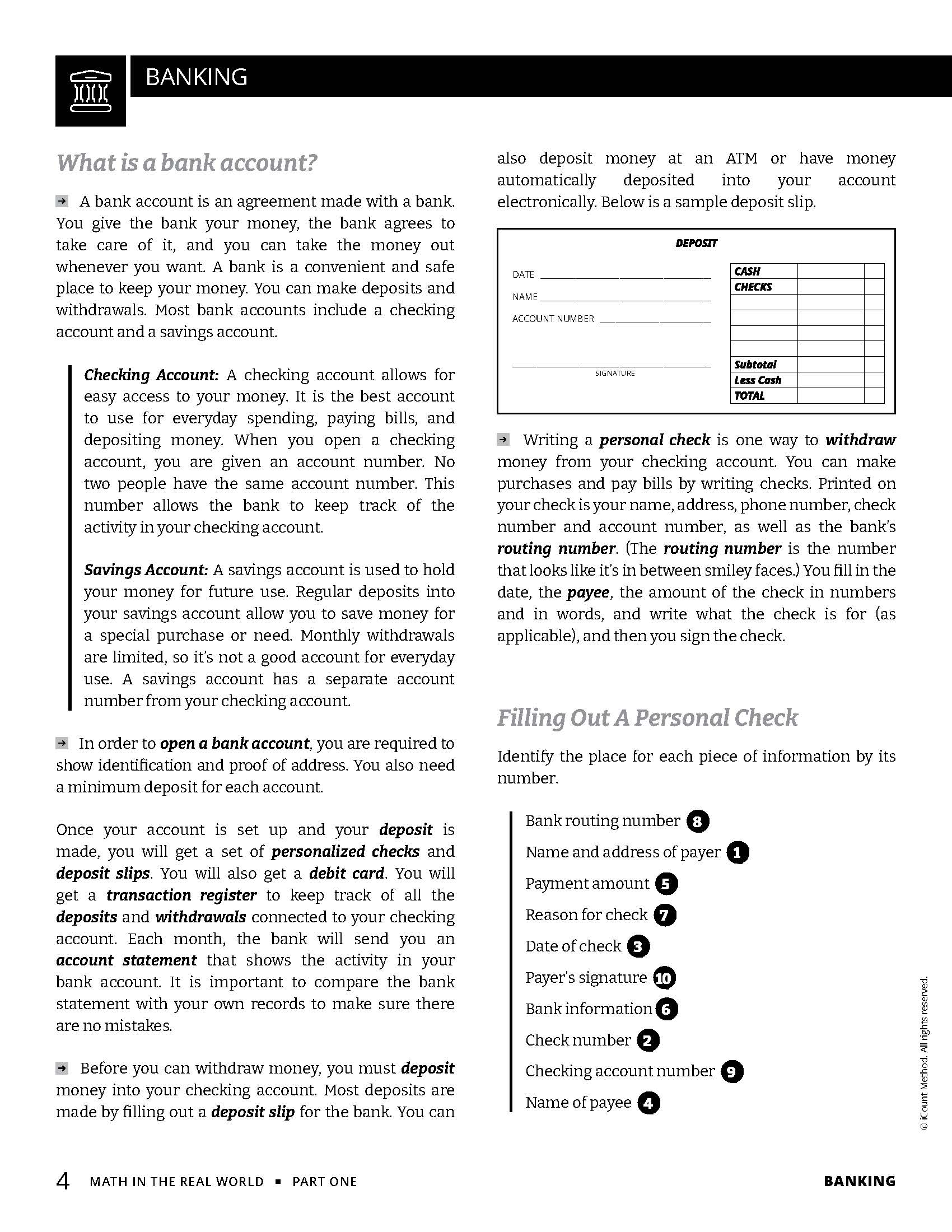 The iCount Method®: How to Make Money and Keep It, Math in the Real World, Book 1