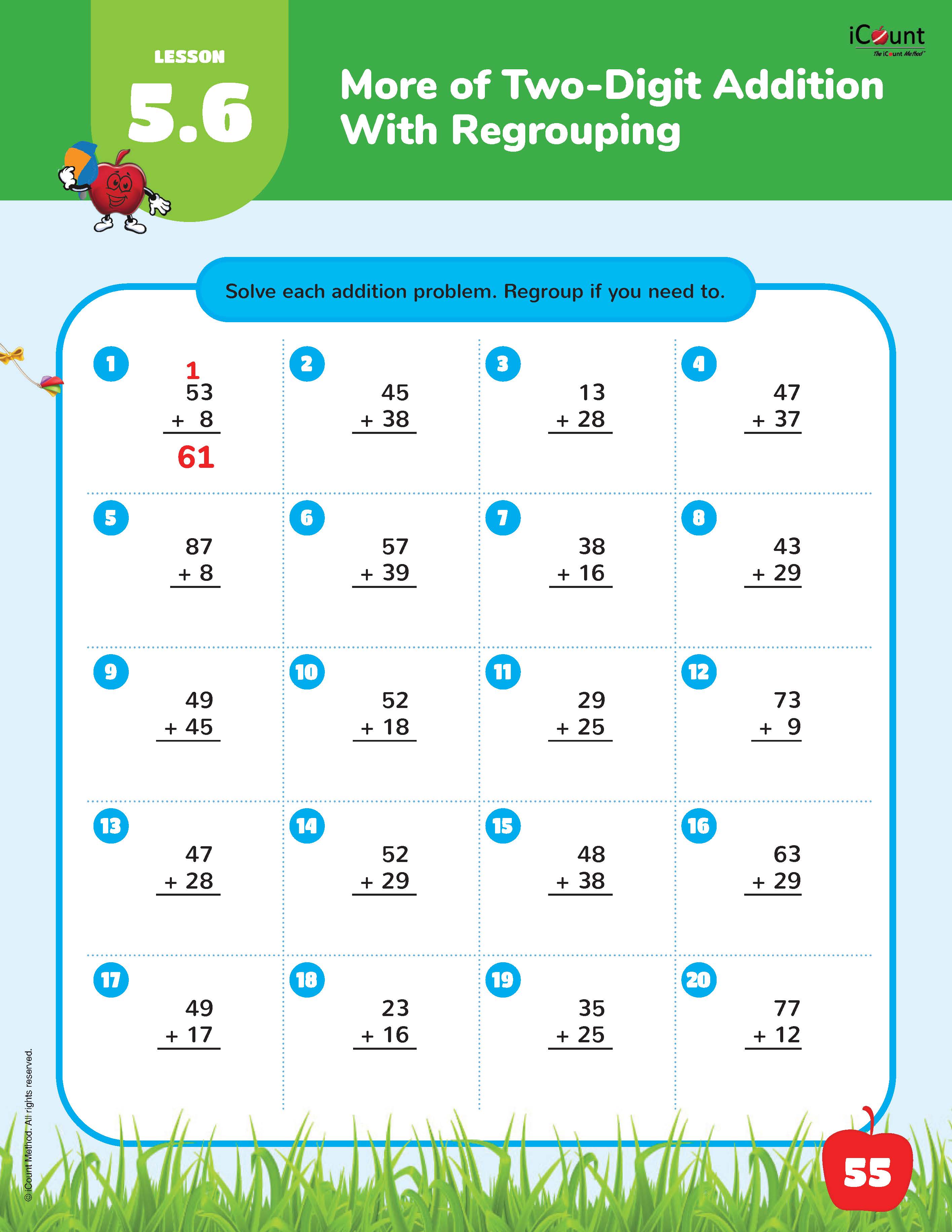 The iCount Method® Level Green Math Homework Book, Premium Edition, 2.0