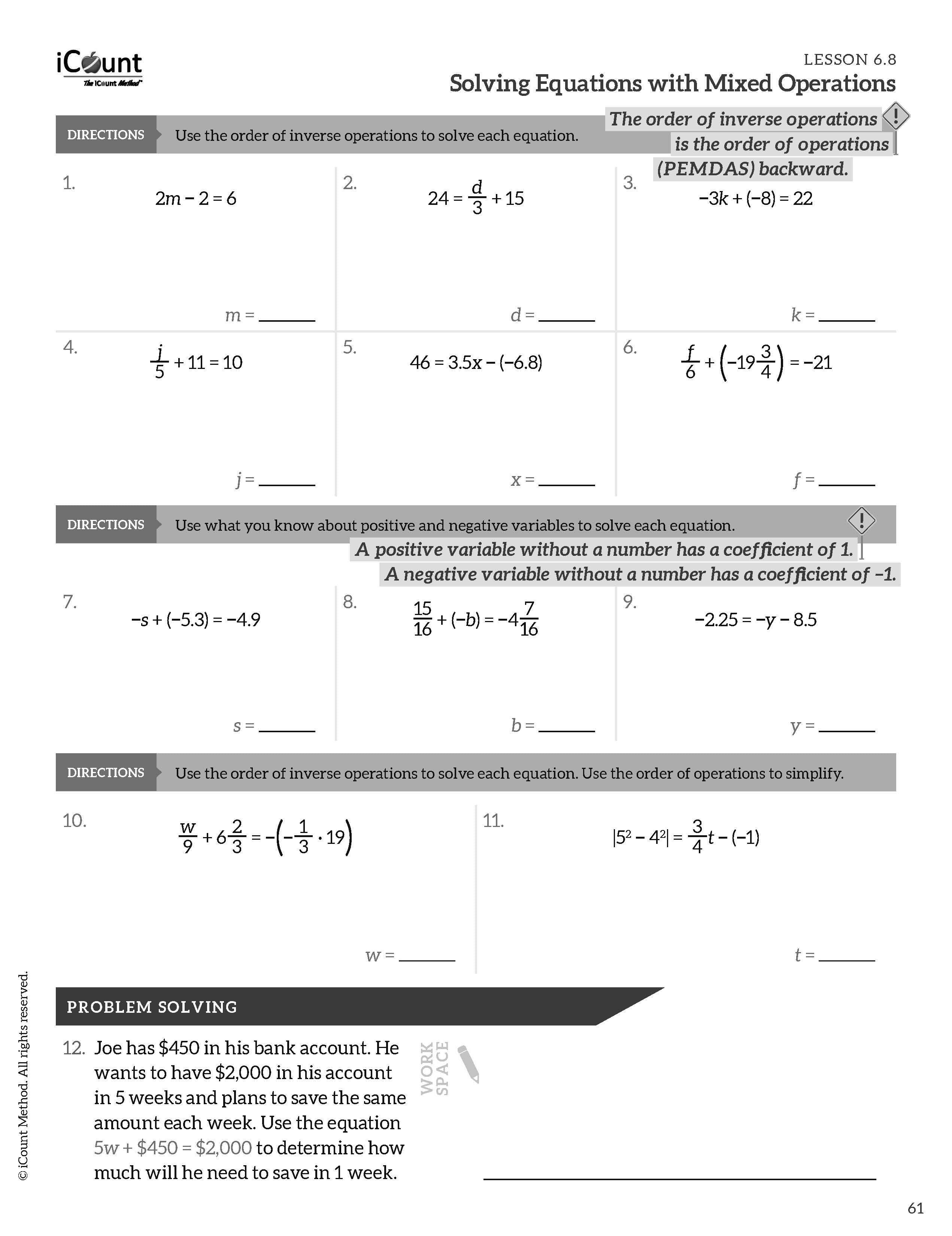 The iCount Method® Level Purple Homework Book, Premium Edition