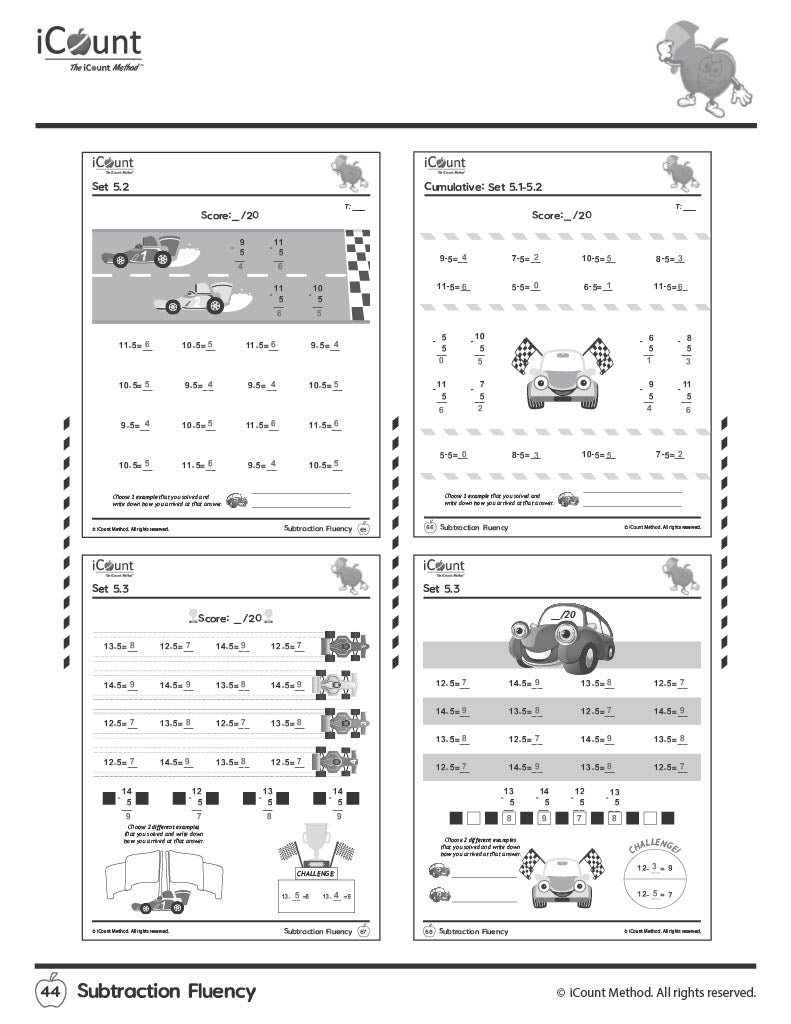 Subtraction Fluency Workbook Teacher's Edition, Fluency Series image 1